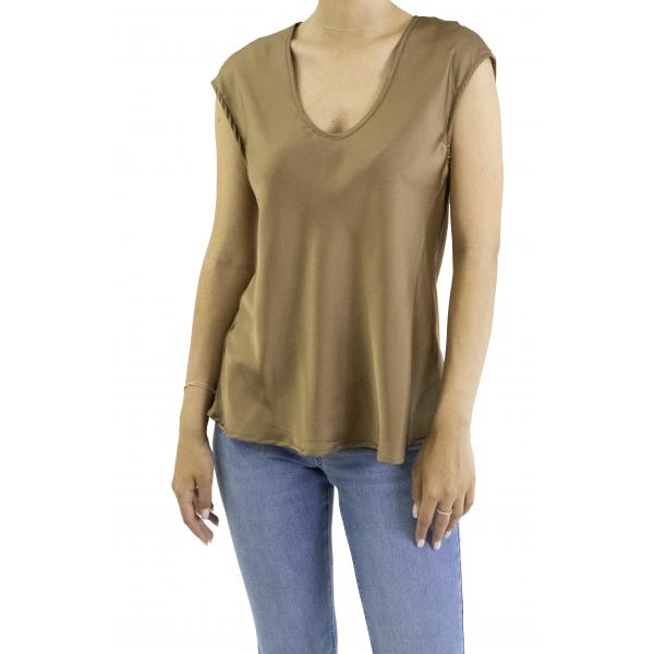 Blusa tinta unita con scollo a V